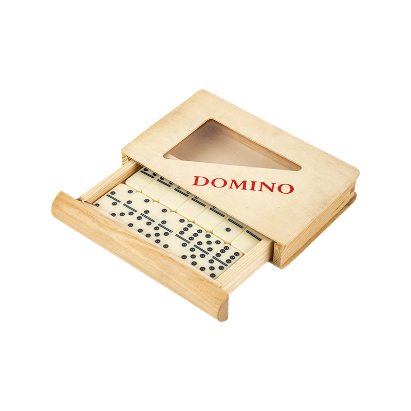 Drawer-style wooden box doble anim na domino