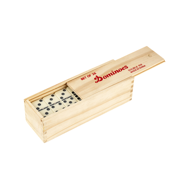 Maguguhit na dobleng 6 na kahoy na kahon na domino